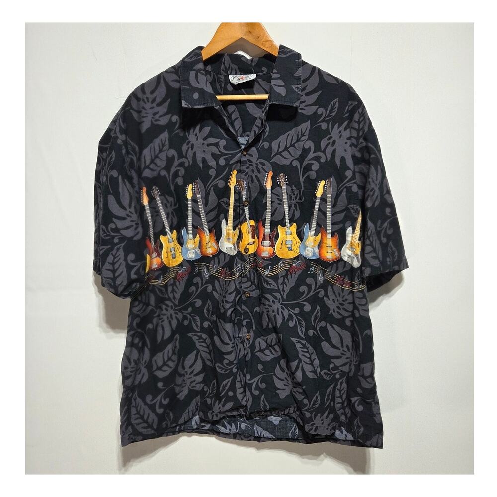 Pacific Legend Apparel Men's Vintage Guitars Rock N Roll Hawaiian Shirt 3X